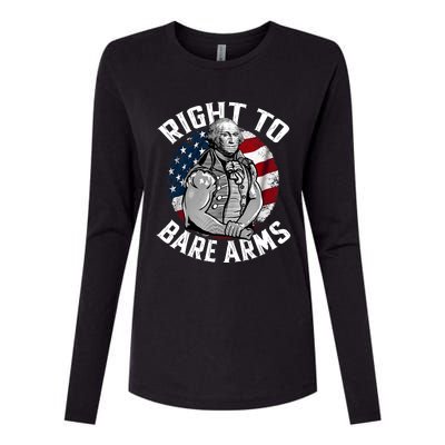 Right To Bare Arms 4th Of July Funny Gym George Washington Womens Cotton Relaxed Long Sleeve T-Shirt