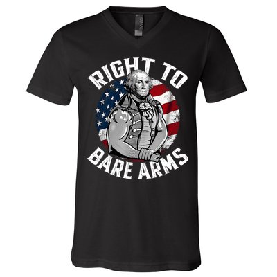 Right To Bare Arms 4th Of July Funny Gym George Washington V-Neck T-Shirt