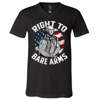 Right To Bare Arms 4th Of July Funny Gym George Washington V-Neck T-Shirt
