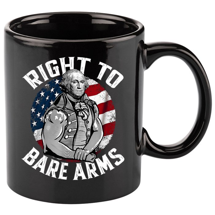 Right To Bare Arms 4th Of July Funny Gym George Washington 11oz C Handle Ceramic Mug