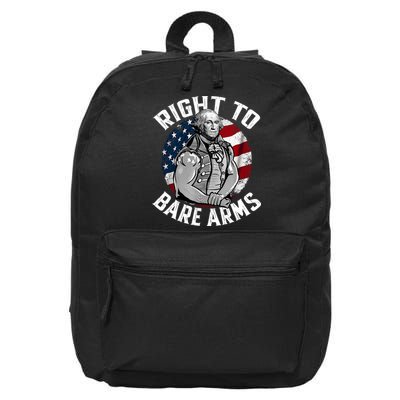 Right To Bare Arms 4th Of July Funny Gym George Washington 16 in Basic Backpack
