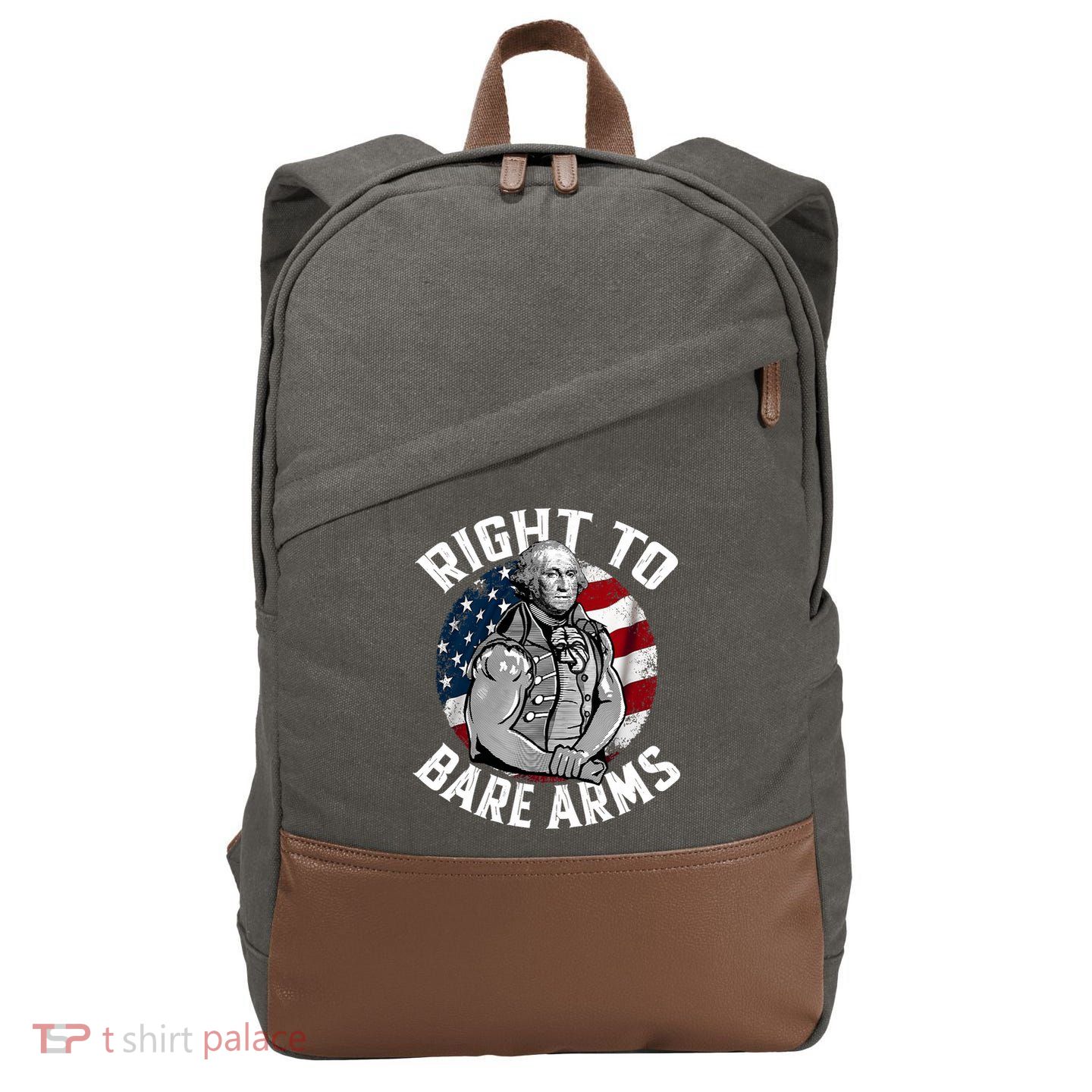 Right To Bare Arms 4th Of July Funny Gym George Washington Cotton Canvas Backpack