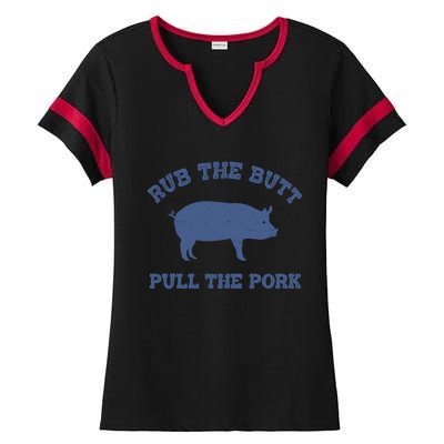 Rub The Butt Pull Pork Ladies Halftime Notch Neck Tee