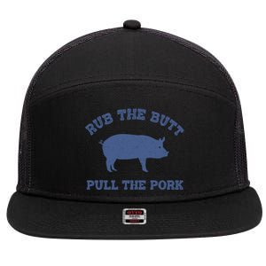 Rub The Butt Pull Pork 7 Panel Mesh Trucker Snapback Hat