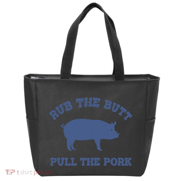 Rub The Butt Pull Pork Zip Tote Bag