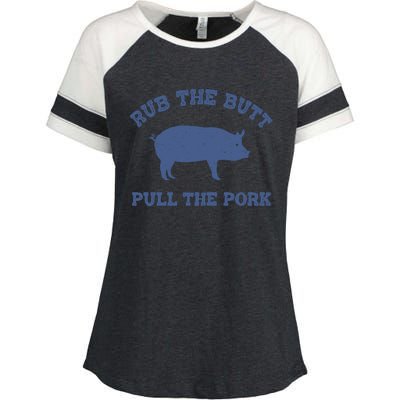 Rub The Butt Pull Pork Enza Ladies Jersey Colorblock Tee