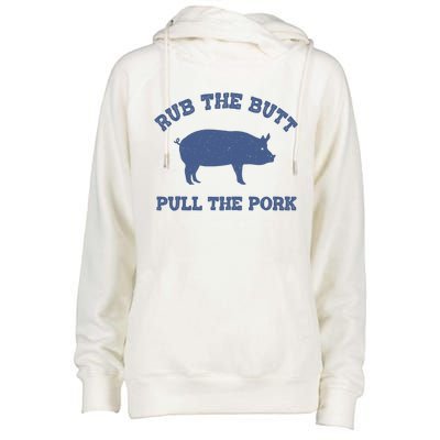 Rub The Butt Pull Pork Womens Funnel Neck Pullover Hood