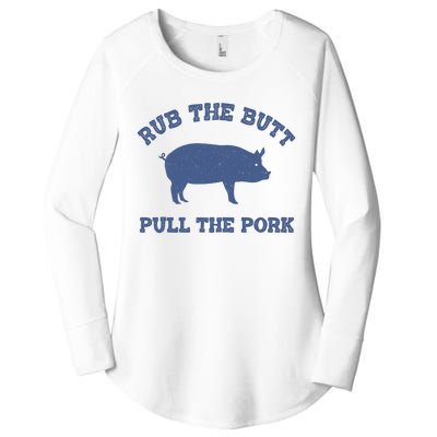 Rub The Butt Pull Pork Women's Perfect Tri Tunic Long Sleeve Shirt