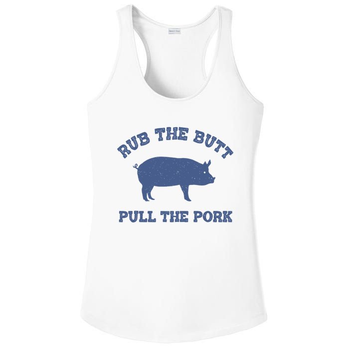 Rub The Butt Pull Pork Ladies PosiCharge Competitor Racerback Tank