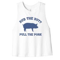 Rub The Butt Pull Pork Women's Racerback Cropped Tank