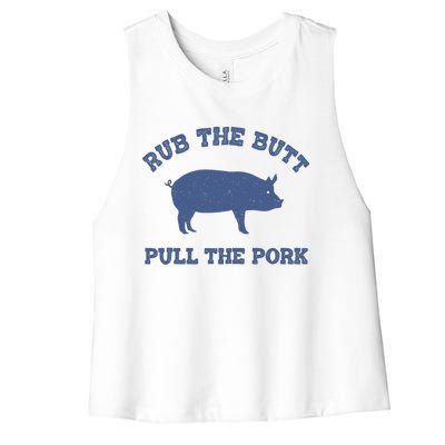 Rub The Butt Pull Pork Women's Racerback Cropped Tank