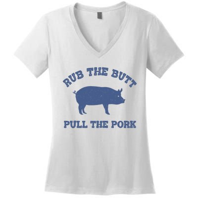 Rub The Butt Pull Pork Women's V-Neck T-Shirt