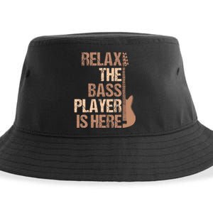 Relax The Bass Player Is Here For A Guitarist Gift Sustainable Bucket Hat