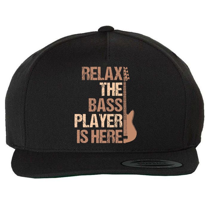 Relax The Bass Player Is Here For A Guitarist Gift Wool Snapback Cap