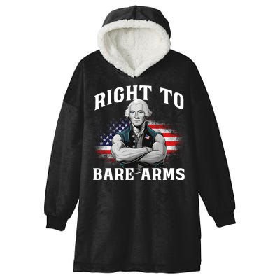 Right To Bare Arms 4th Of July Funny Gym George Washington Hooded Wearable Blanket