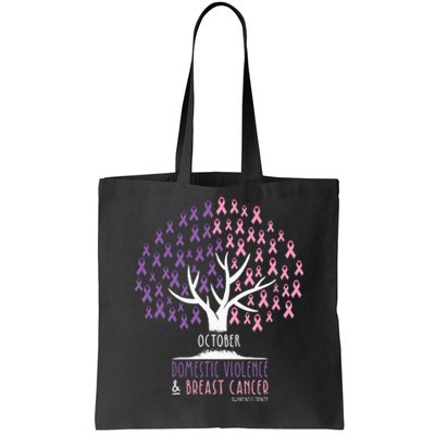 Ribbon Tree Breast Cancer And Domestic Violence Awareness Tote Bag