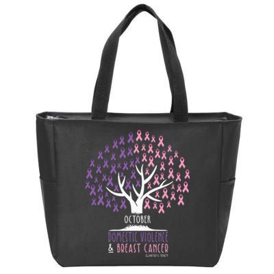 Ribbon Tree Breast Cancer And Domestic Violence Awareness Zip Tote Bag