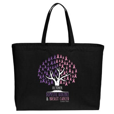 Ribbon Tree Breast Cancer And Domestic Violence Awareness Cotton Canvas Jumbo Tote