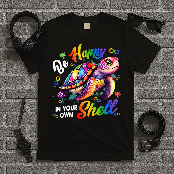 Rainbow Turtle Be Happy In Your Own Shell Autism Awareness T-Shirt