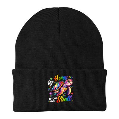 Rainbow Turtle Be Happy In Your Own Shell Autism Awareness Knit Cap Winter Beanie