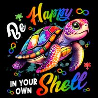 Rainbow Turtle Be Happy In Your Own Shell Autism Awareness Drawstring Bag