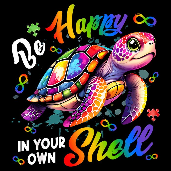 Rainbow Turtle Be Happy In Your Own Shell Autism Awareness Drawstring Bag