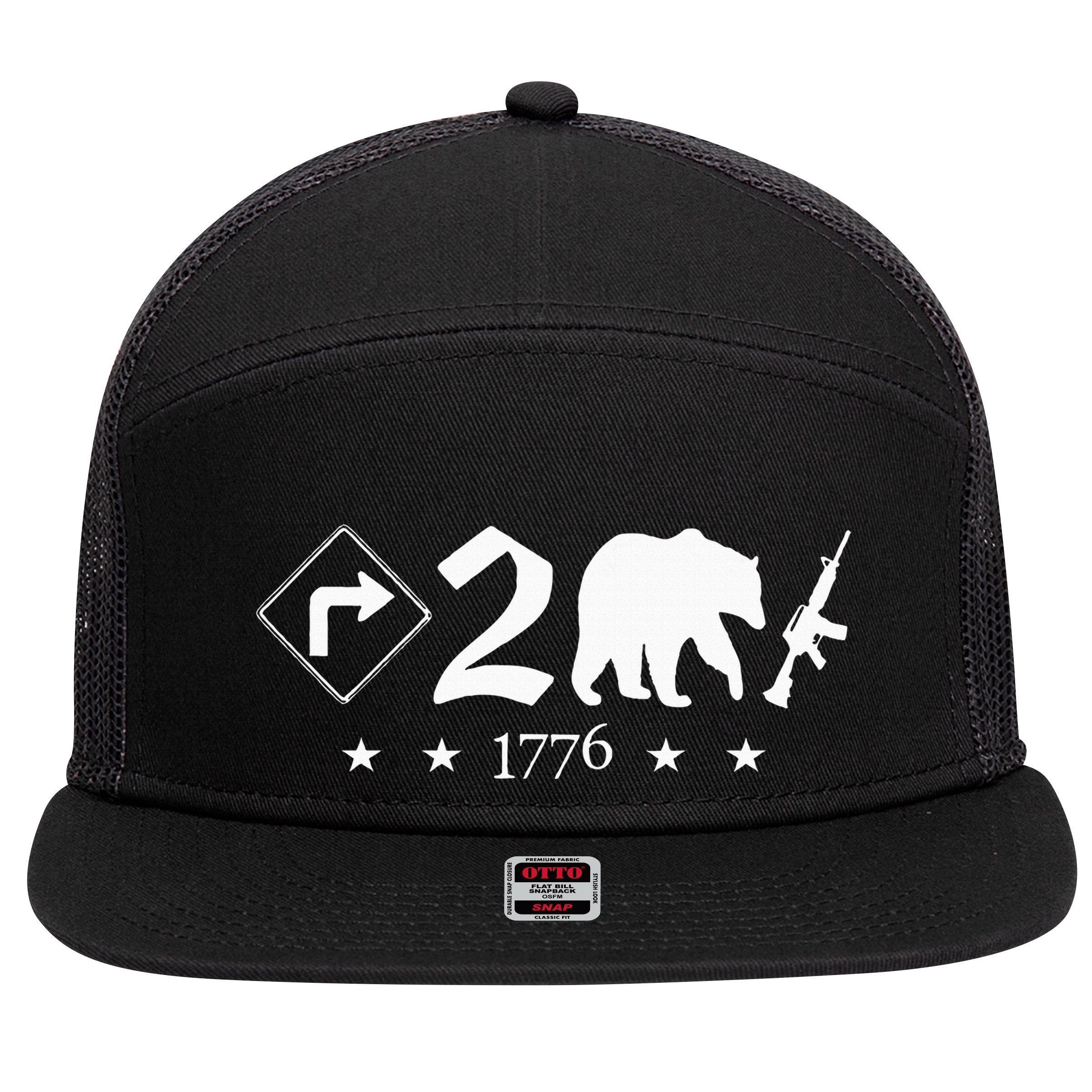 Right To Bear Arms Pro Gun Funny Patriotic Military 7 Panel Mesh Trucker Snapback Hat