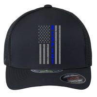 Respect The Blue Support Our Police American Flag Flexfit Unipanel Trucker Cap