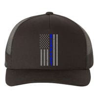 Respect The Blue Support Our Police American Flag Yupoong Adult 5-Panel Trucker Hat