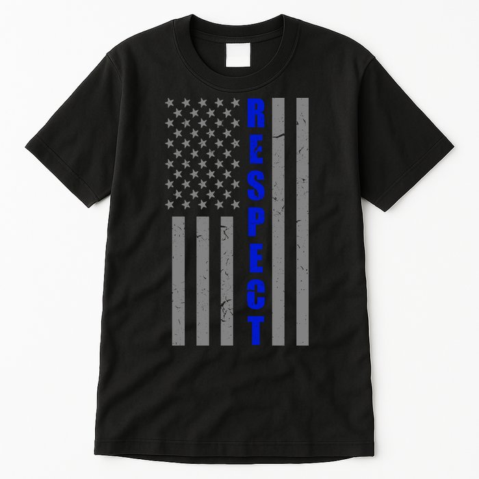 Respect The Blue Support Our Police American Flag Tall T-Shirt