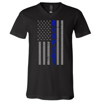 Respect The Blue Support Our Police American Flag V-Neck T-Shirt