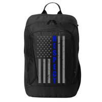 Respect The Blue Support Our Police American Flag City Backpack