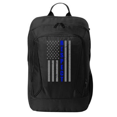 Respect The Blue Support Our Police American Flag City Backpack