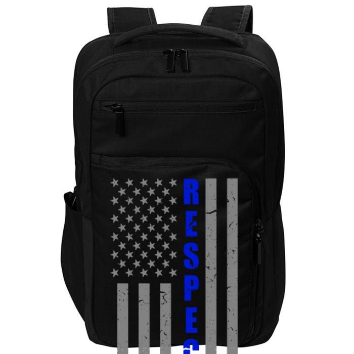 Respect The Blue Support Our Police American Flag Impact Tech Backpack