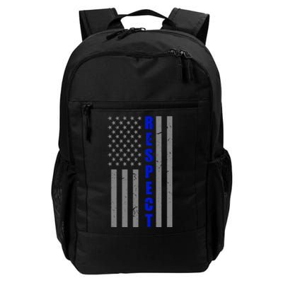 Respect The Blue Support Our Police American Flag Daily Commute Backpack