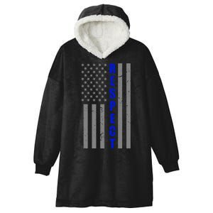 Respect The Blue Support Our Police American Flag Hooded Wearable Blanket