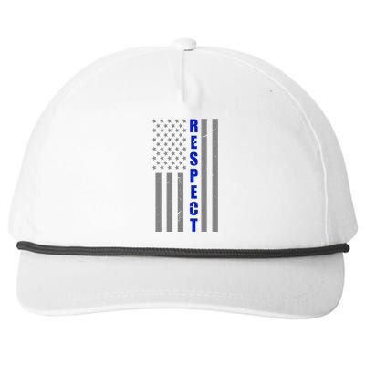 Respect The Blue Support Our Police American Flag Snapback Five-Panel Rope Hat