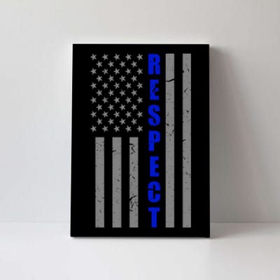 Respect The Blue Support Our Police American Flag Canvas