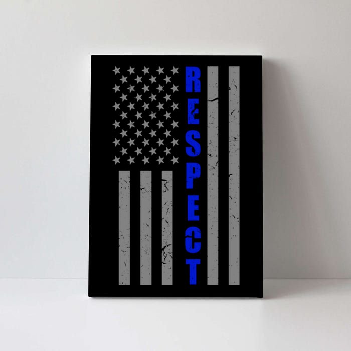 Respect The Blue Support Our Police American Flag Canvas