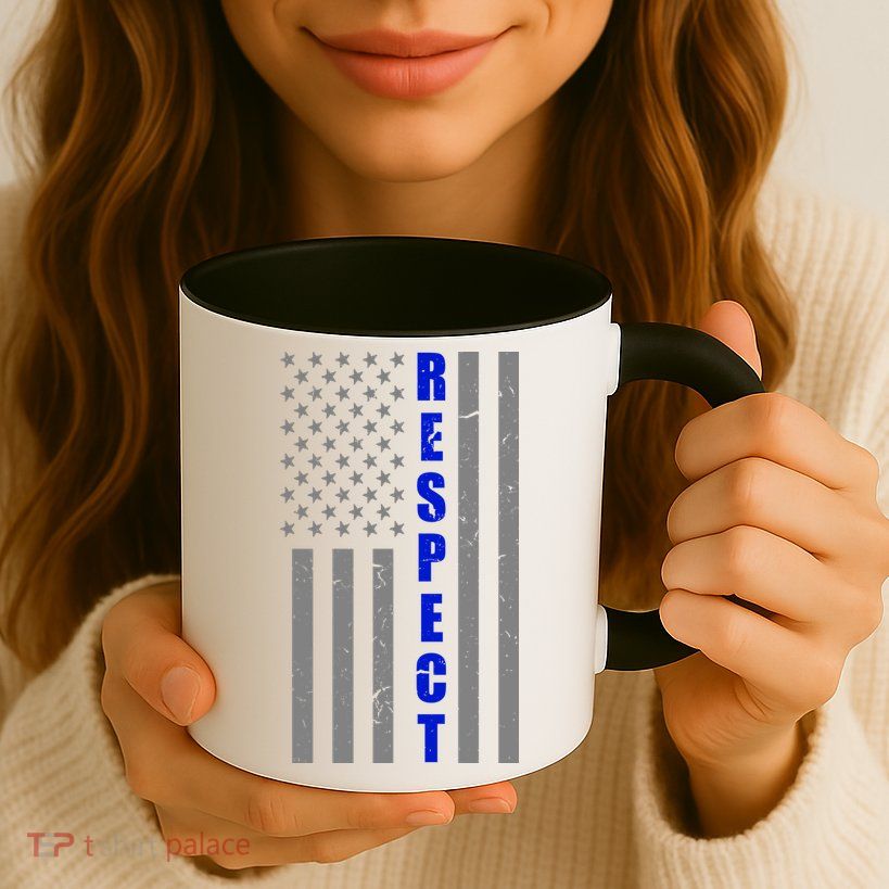 Respect The Blue Support Our Police American Flag Mug