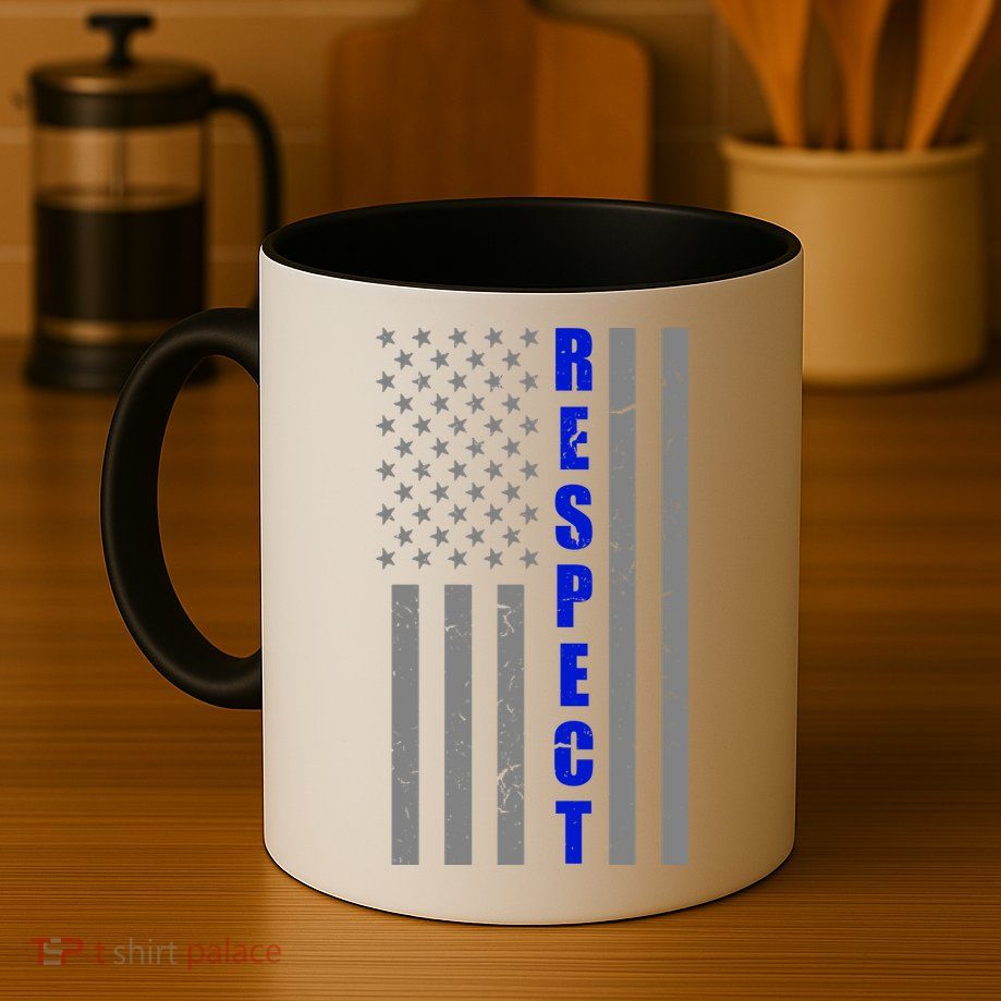 Respect The Blue Support Our Police American Flag Mug