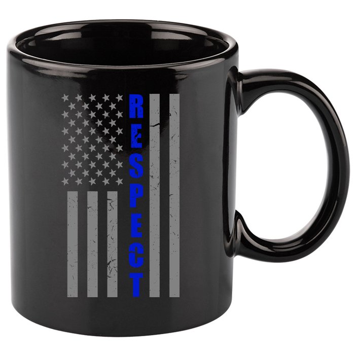 Respect The Blue Support Our Police American Flag 11oz C Handle Ceramic Mug