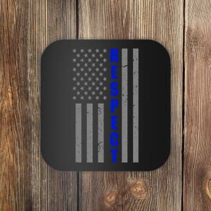 Respect The Blue Support Our Police American Flag Coaster