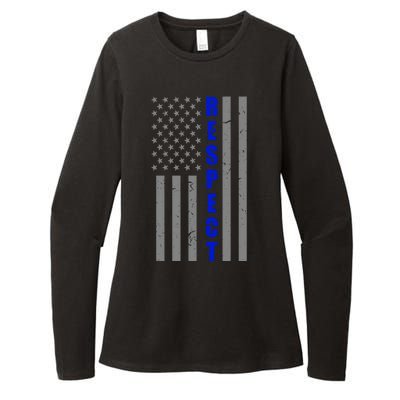 Respect The Blue Support Our Police American Flag Womens CVC Long Sleeve Shirt