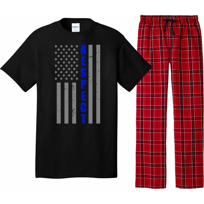 Respect The Blue Support Our Police American Flag Pajama Set