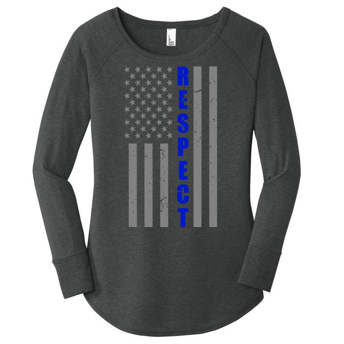 Respect The Blue Support Our Police American Flag Women's Perfect Tri Tunic Long Sleeve Shirt