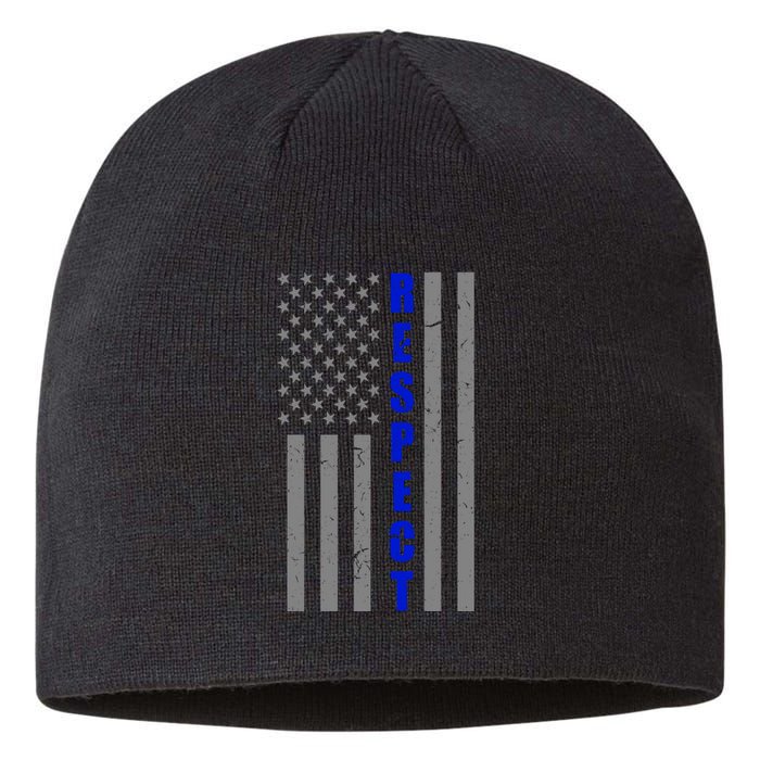 Respect The Blue Support Our Police American Flag Sustainable Beanie