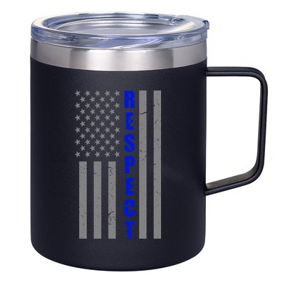 Respect The Blue Support Our Police American Flag 12oz Stainless Steel Coffee Mug