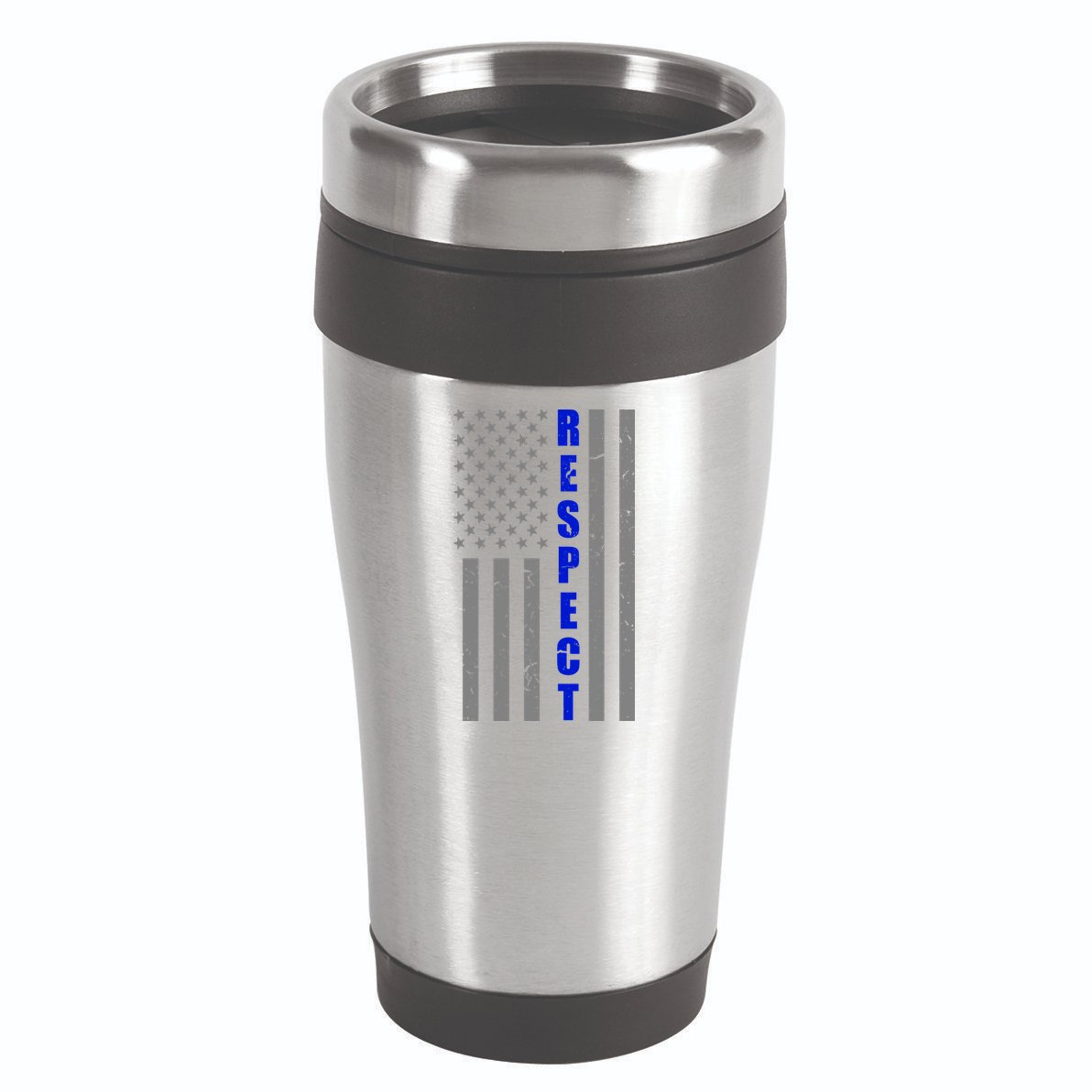 Respect The Blue Support Our Police American Flag 16oz Travel Tumbler