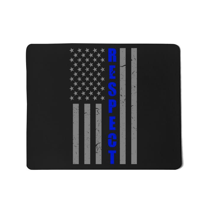 Respect The Blue Support Our Police American Flag Mousepad